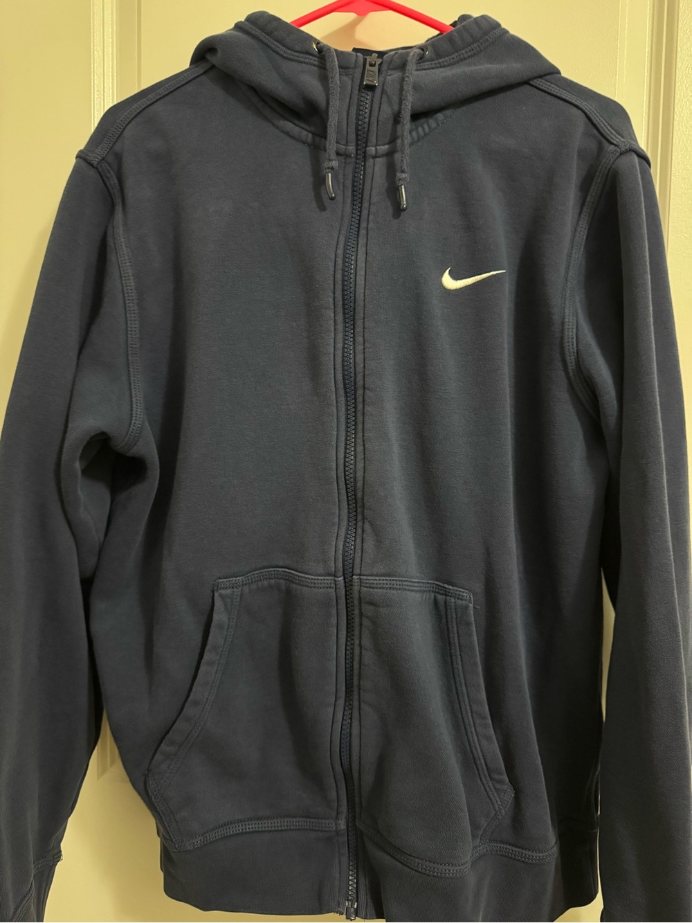 Nike Navy Zip-Up Hoodie with White Swoosh